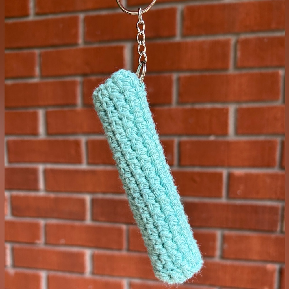 Keychain Crochet Carrying Case in Light Teal Cotton